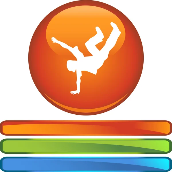 Break Dancer web button — Stock Vector