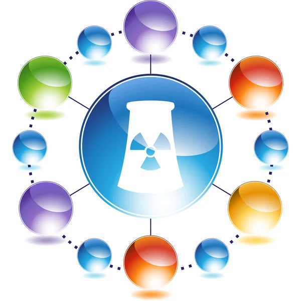 Nuclear Powerplant web button — Stock Vector