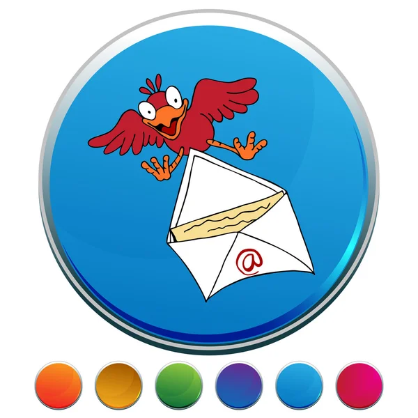 Ensemble de boutons de messagerie Bird Delivering — Image vectorielle