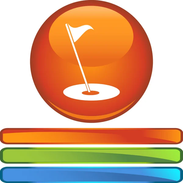 Golf vlag web knop — Stockvector