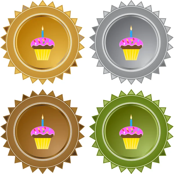 Doğum günü kek web düğmesi — Stok Vektör