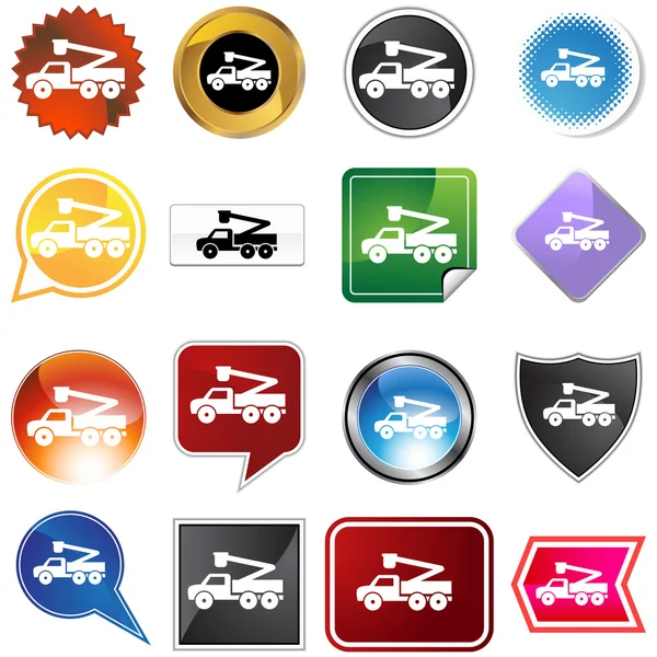 Crane Lift Truck Icon Set — Stock Vector