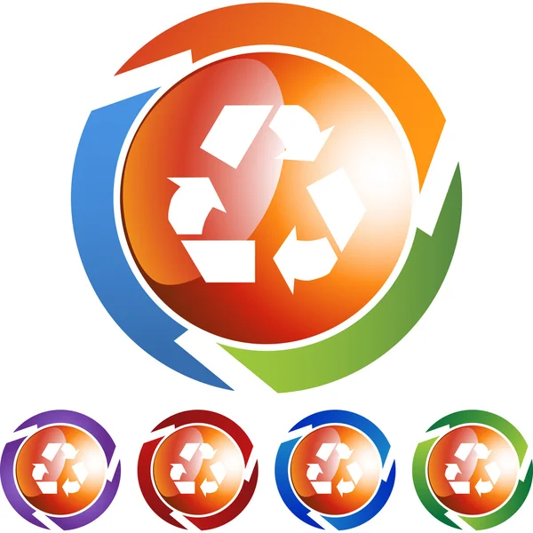 Recycling symbool web knop — Stockvector