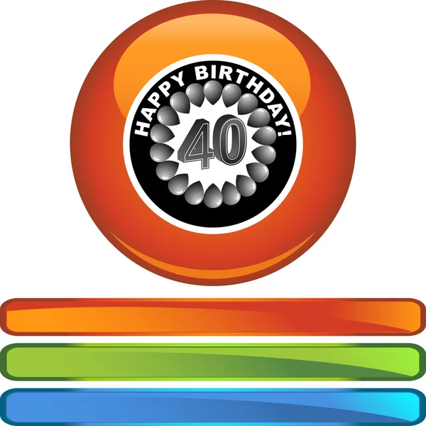 Happy Birthday Forty  web button — Stock Vector