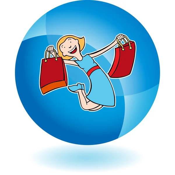 Ragazza Shopping icona web — Vettoriale Stock