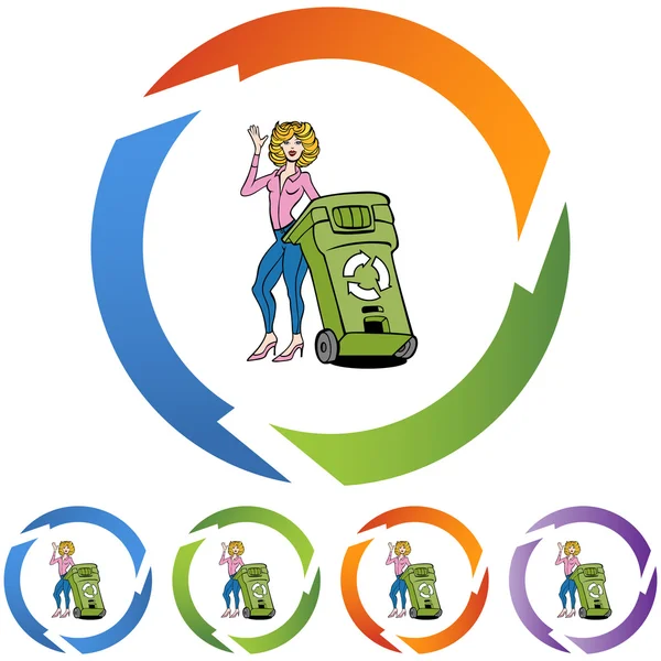 Recycling Woman web icon — Stock Vector