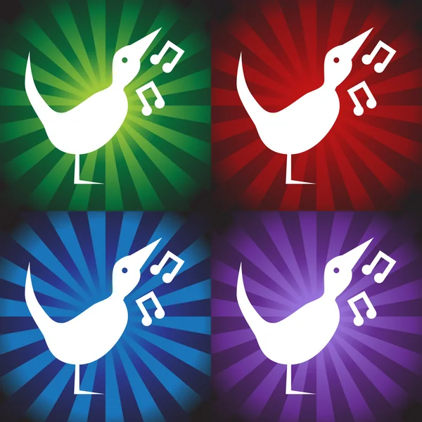 Singing Bird icon button — Stock Vector