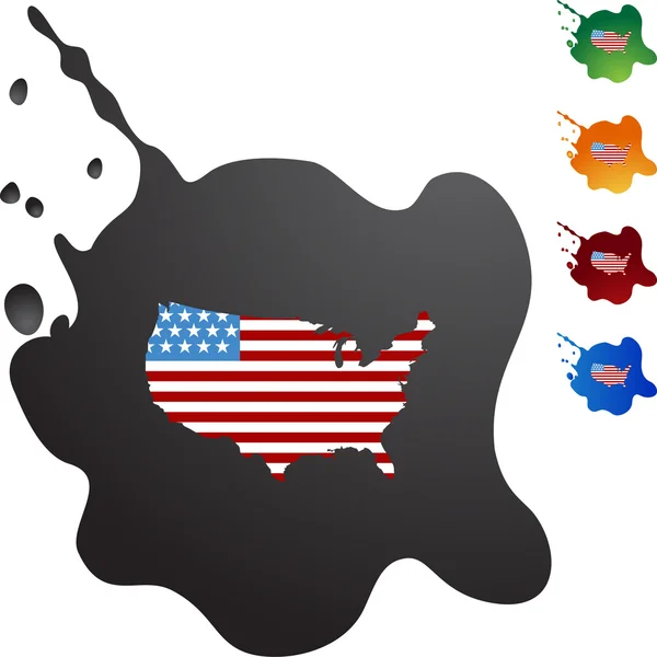 Amerika vlagpictogram kaart — Stockvector