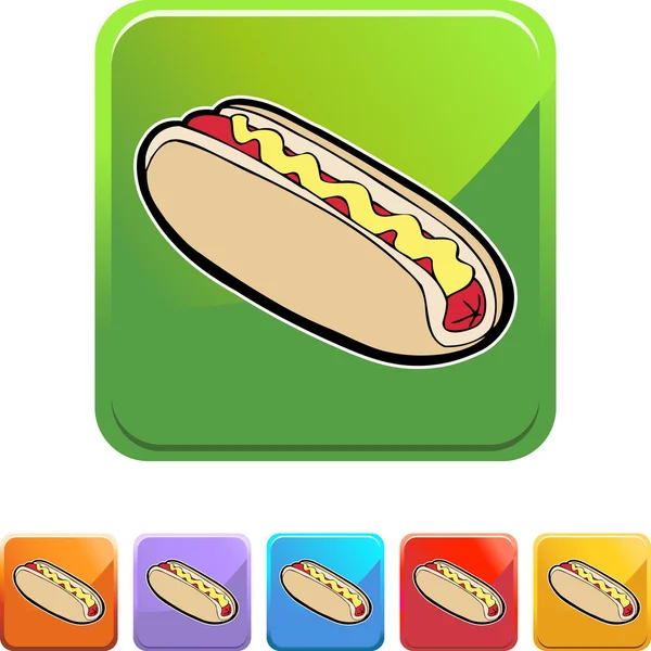 Hotdog ícone botão — Vetor de Stock