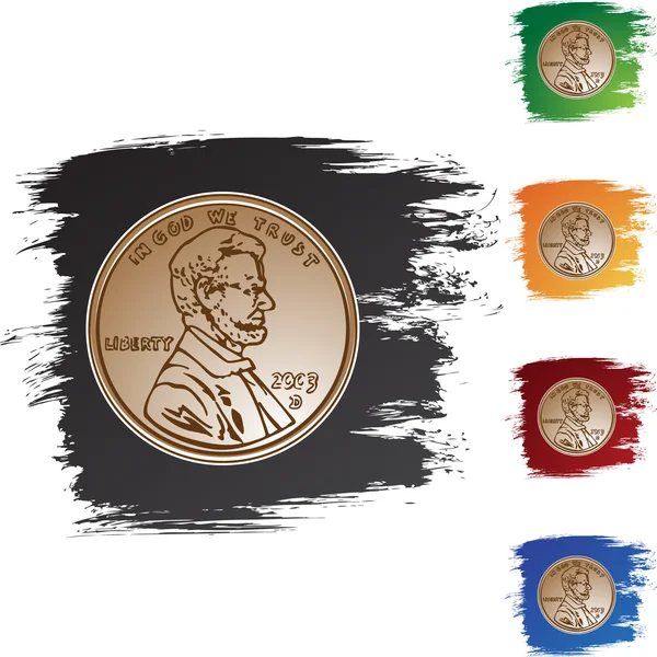 Penny ikona przycisku — Wektor stockowy