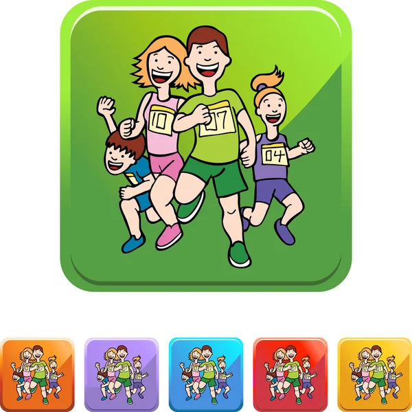 Family Running web icon — Stock Vector