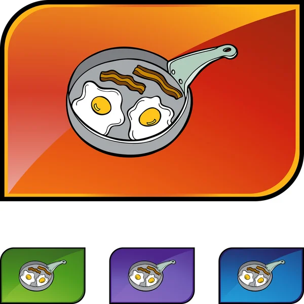 Bacon Egg Pan  web button — Stock Vector