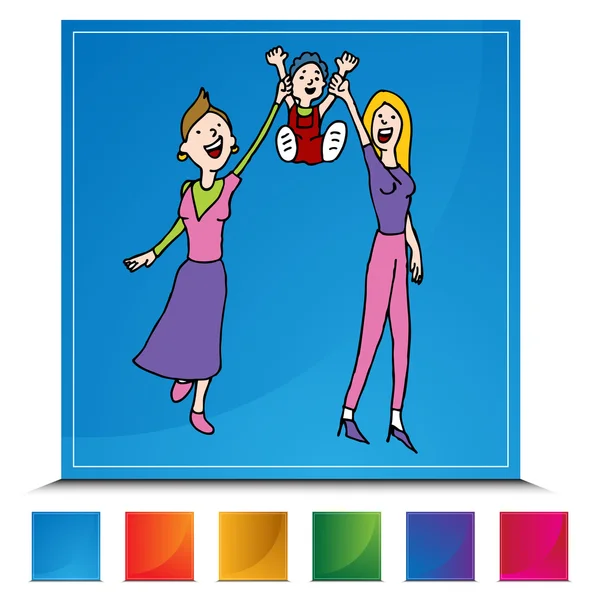 Lesbianas gay adopción botón conjunto — Vector de stock