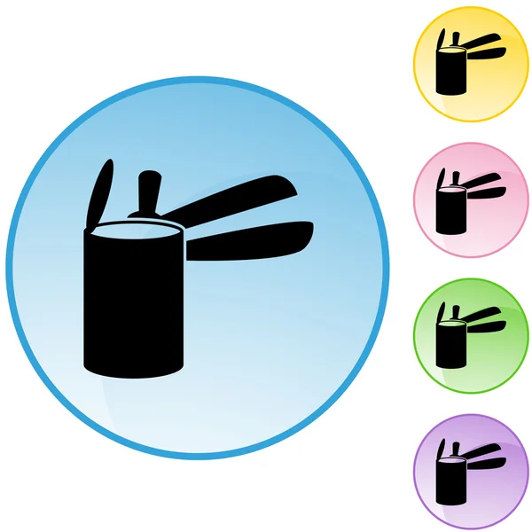 缶オープナー シンボル記号とボタン — ストックベクタ