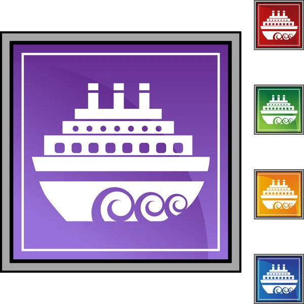 Cruise ship web button — Stock Vector