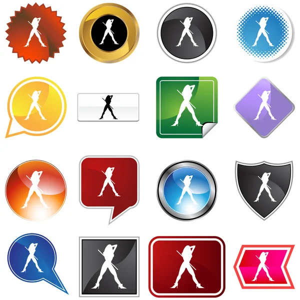 Vrouwelijke Cane danser verscheidenheid Set — Stockvector