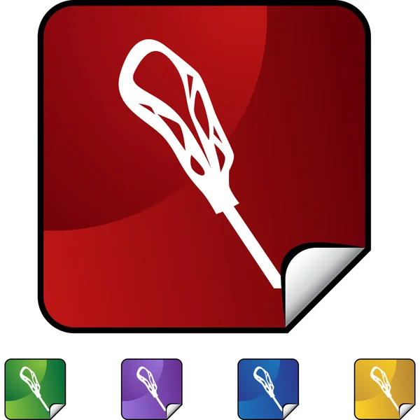 Lacrosse stick icon button — Stock Vector