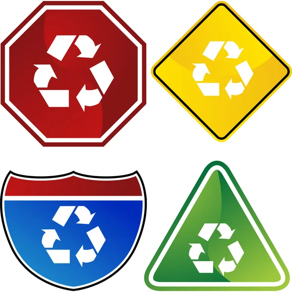 Recycling symbool web knop — Stockvector