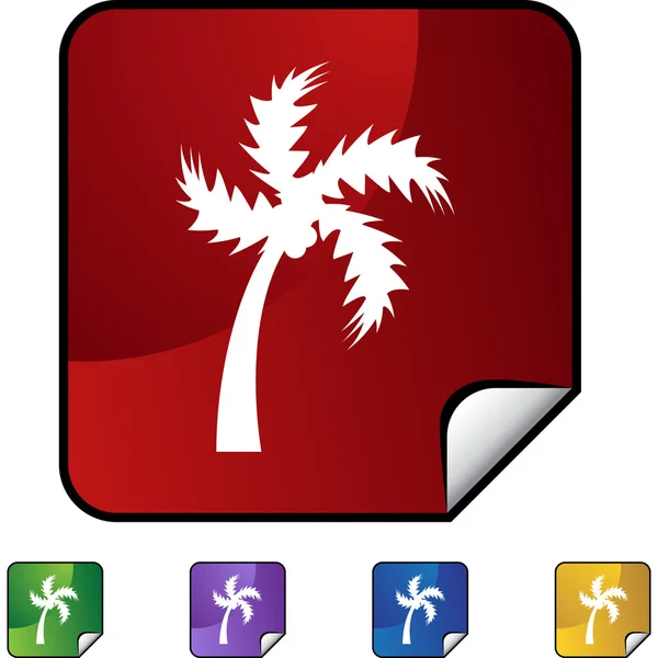 Palm tree icon button — Stock Vector