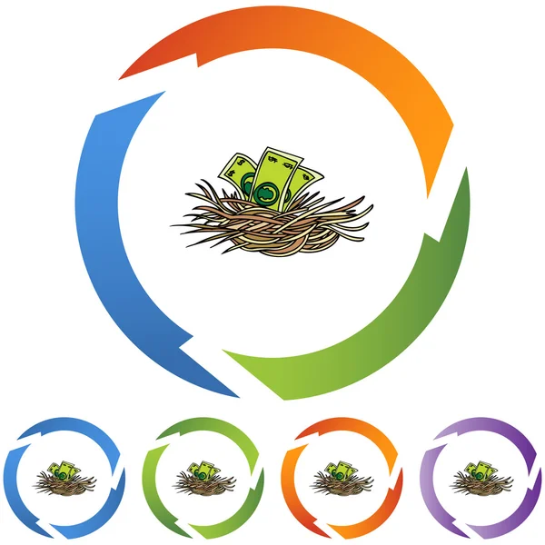 Oeuf de nid avec de l'argent — Image vectorielle