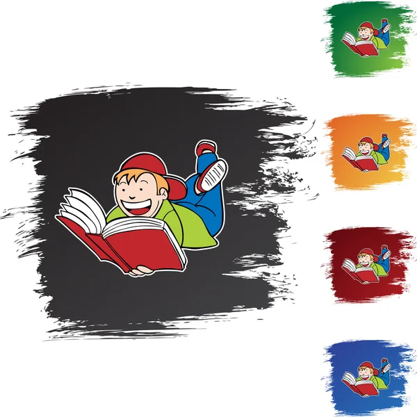 Chłopiec czytanie książki — Wektor stockowy