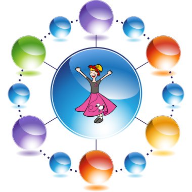 Girl fino köpeği etek düğme kümesi