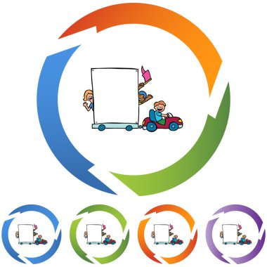 Çocuklar ve mobil işareti düğmesi