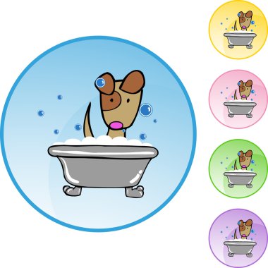 Banyo web düğme içinde köpek yavrusu