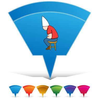 Dunce Hat Man on Stool Button Set clipart