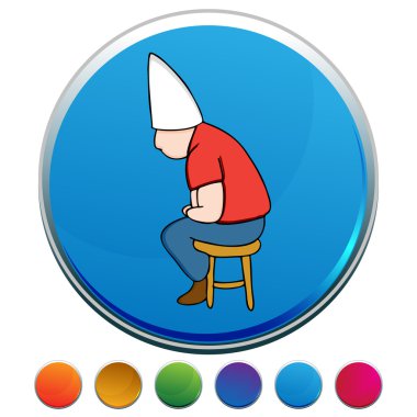 Dunce Hat Man on Stool Button Set clipart