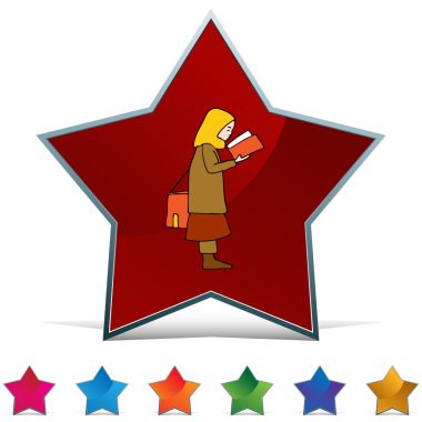 Müslüman kız okuma kitabı düğme kümesi