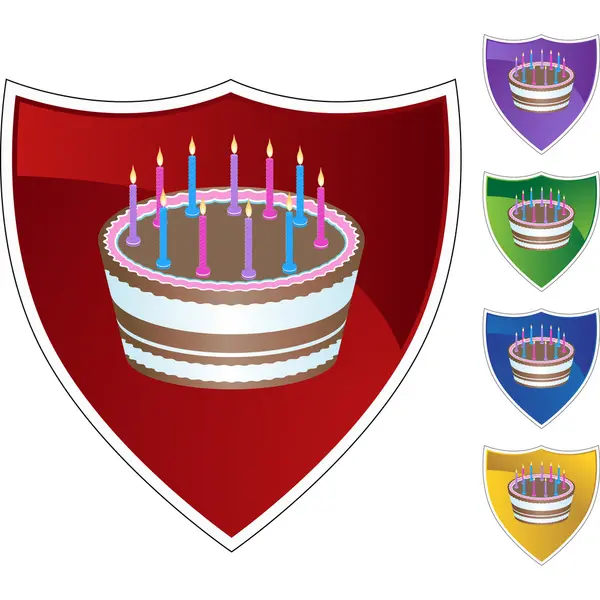 Gâteau d'anniversaire icônes colorées — Image vectorielle