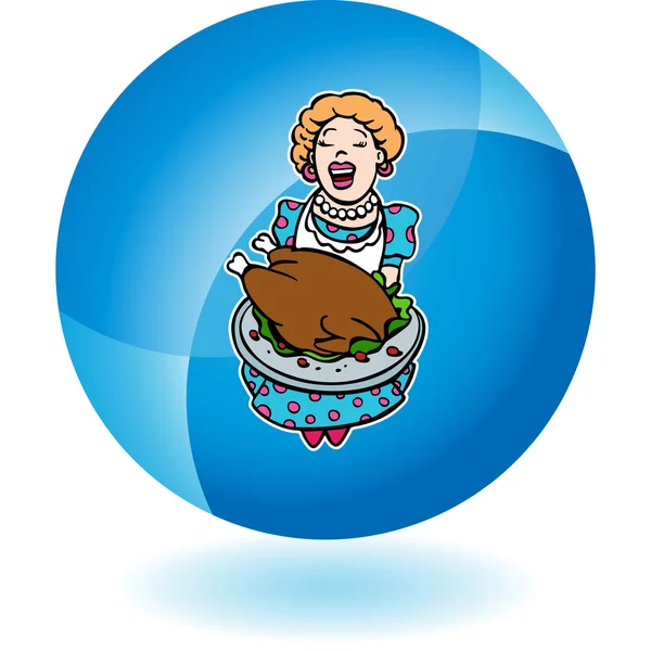 Mom Serving Turkey — Stock Vector