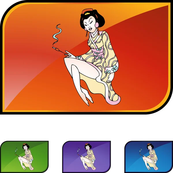 Geisha botón icono — Vector de stock