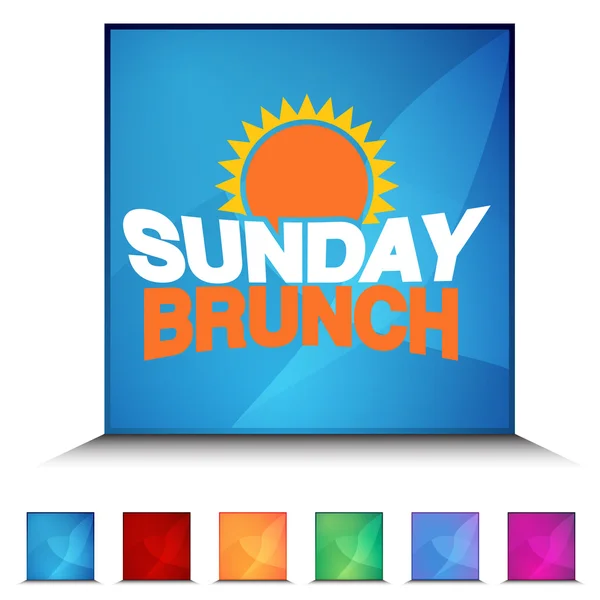 Sunday Brunch Shiny Button Set — Stock Vector