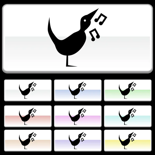 Κουμπί εικονίδιο πουλί τραγούδι — Διανυσματικό Αρχείο