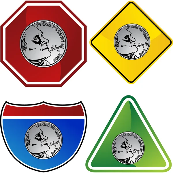 Money coin web button — Stock Vector