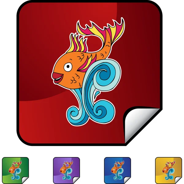 Goldfish  icon button — Stock Vector