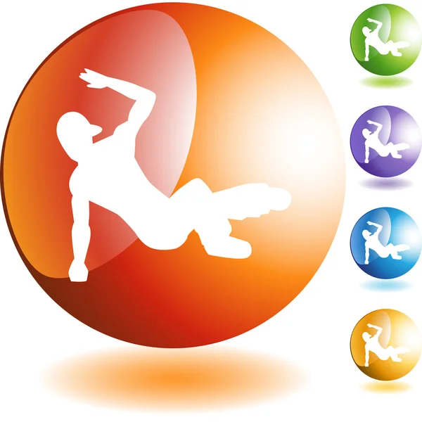 Breakdancer icon web button — Stock Vector