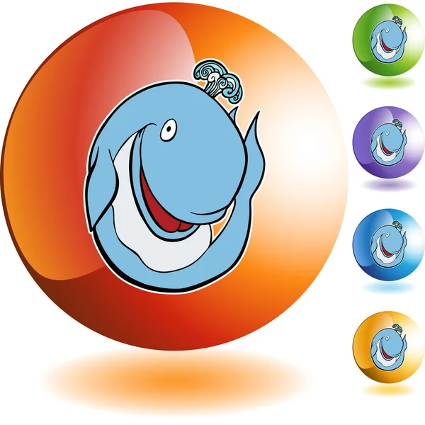 Whale web button — Stock Vector