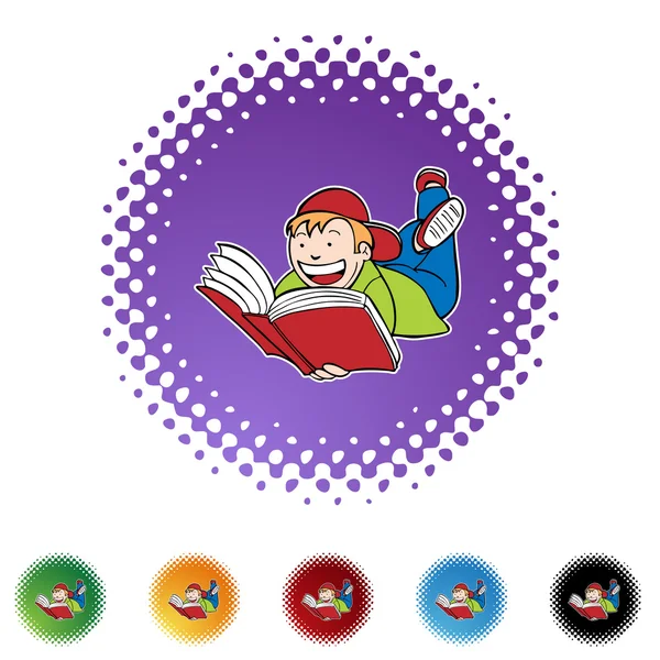 Libro de lectura niño — Vector de stock