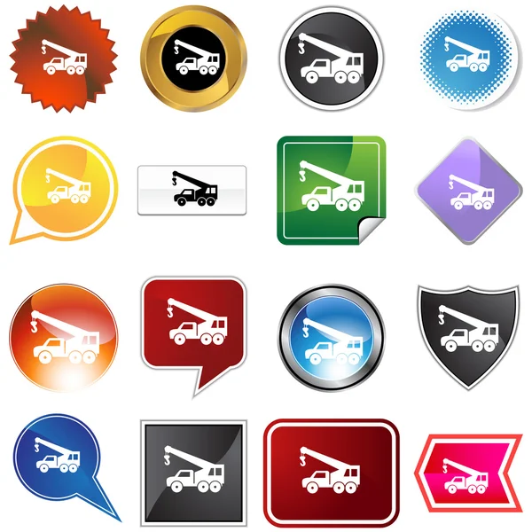 Crane Hook Truck Icon Set — Stock Vector