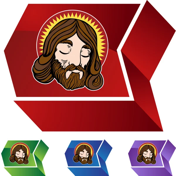 Jezus gezicht pictogram knop — Stockvector