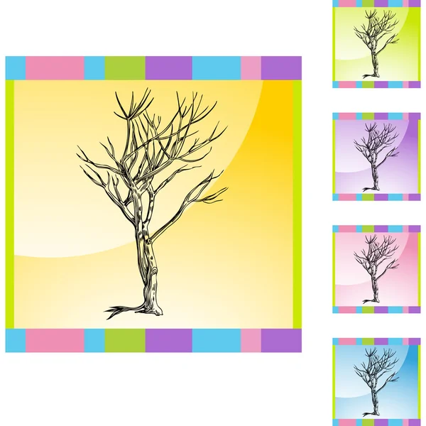 Botón web Árbol desnudo — Vector de stock