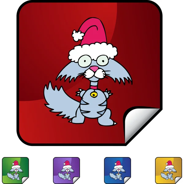 Whiskered gato en santa sombrero — Archivo Imágenes Vectoriales