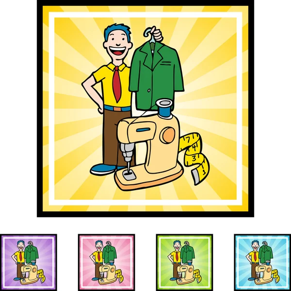 Tailor with a costume — Stock Vector