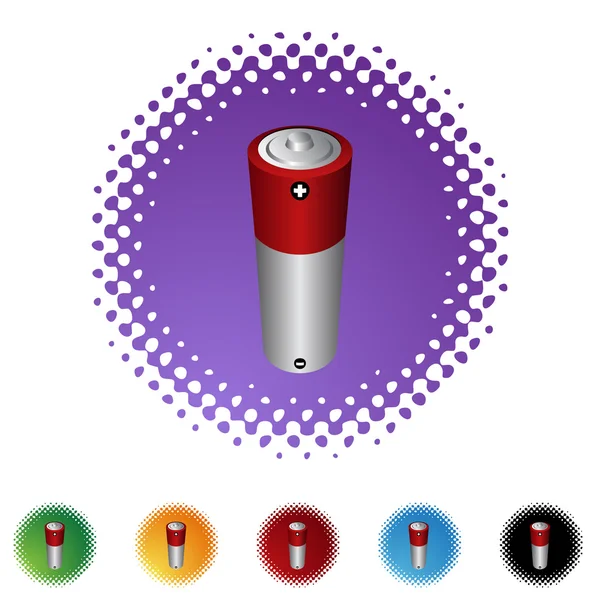 Ícones coloridos da bateria — Vetor de Stock