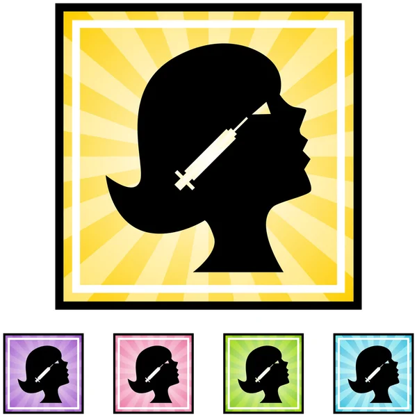 Woman with botulinum toxin in head — Stock Vector