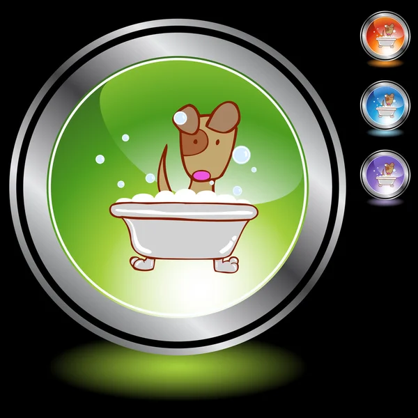 Chiot dans le bouton web Bath — Image vectorielle