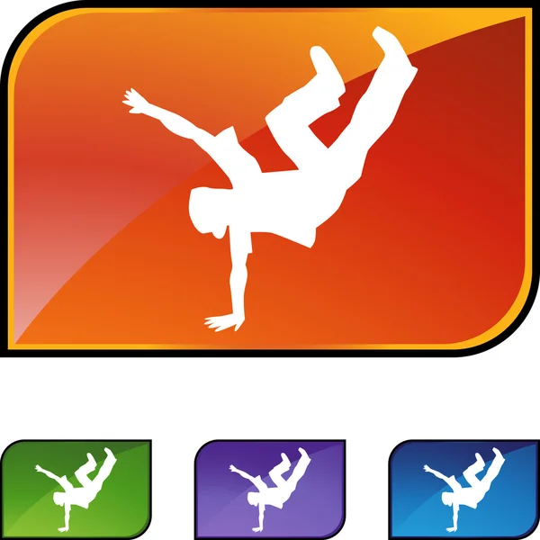 Break Dancer web button — Stock Vector